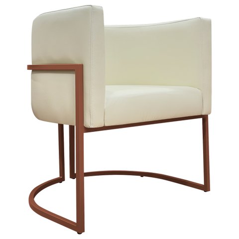 Poltrona Decorativa para Sala Recepção Luna Tecido Sintético Cores Base de Ferro Bronze