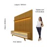 Rack com Painel para TV até 75 Polegadas Ripado Led com Pés 184cm Nobre 100% MDF - 4