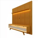 Ver imagem 3 de Rack Painel Ripado para TV até 75 Polegadas com LED 100% MDF 184cmx308cm Nobre Marrom Naturale