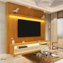 Ver imagem 1 de Rack Painel Ripado para TV até 75 Polegadas com LED 100% MDF 184cmx295cm Rodízios Nobre Marrom Naturale