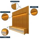Ver imagem 5 de Rack Painel Ripado para TV até 75 Polegadas com LED 100% MDF 184cmx295cm Rodízios Nobre Marrom Naturale