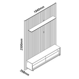 Rack com Painel para TV até 75 Polegadas Ripado Led com Rodízios 184cm Nobre 100% MDF - 11