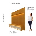 Ver imagem 4 de Rack Painel Ripado para TV até 75 Polegadas com LED 100% MDF 184cmx295cm Rodízios Nobre Marrom Naturale