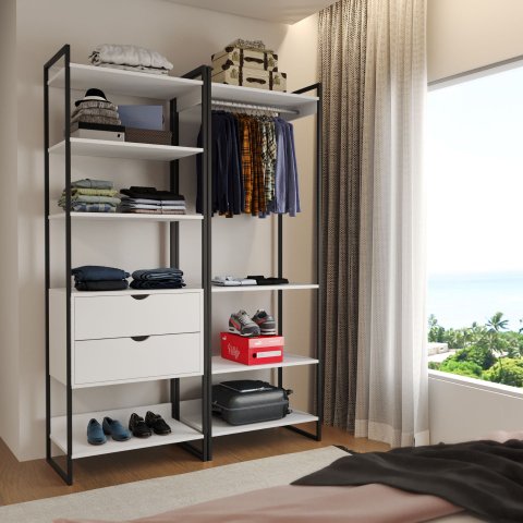Dois Modulo para Closet Industrial Ferro Preto Tampo Branco