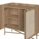 Ver imagem 5 de Balcão Bar 2 Portas 93cm Palhinha Pé Metal Dourado Oslo Marrom/Hanover