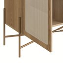 Ver mais imagens de Balcão Bar 2 Portas 93cm Palhinha Pé Metal Dourado Oslo Marrom/Hanover