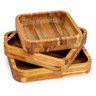Kit 3 gamelas madeira para churrasco bandejas teca quadrada - 3