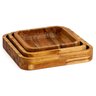 Kit 3 gamelas madeira para churrasco bandejas teca quadrada - 2