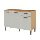 Ver imagem 2 de Balcão de Cozinha 120cm 3 Portas 2 Gavetas Freijo Fosco/white Laca Brilho - Genialflex