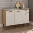 Ver imagem 1 de Balcão de Cozinha 120cm 3 Portas 2 Gavetas Freijo Fosco/white Laca Brilho - Genialflex