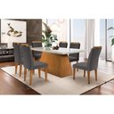 Ver imagem 1 de Conjunto: Mesa de Cozinha Luna C/ Tampo Madeirado C/ Vidro Canto Reto 180cm e 6 Cadeiras Athenas