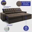 Ver imagem 2 de Sofá Retrátil e Reclinável 2,70m Molas Ensacadas Max Spring Velusoft Café Cama Inbox