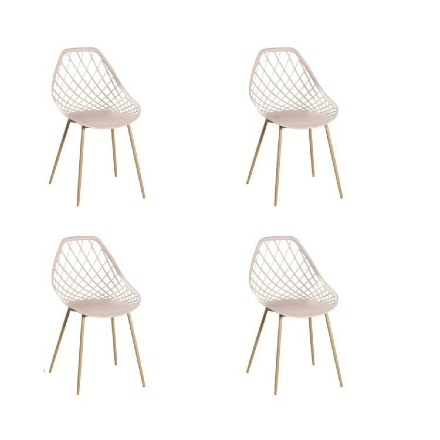 Conjunto Sala de Jantar Mesa Ráfia 140x80cm com 4 Cadeiras Cloe Base Aço Rivatti - 2