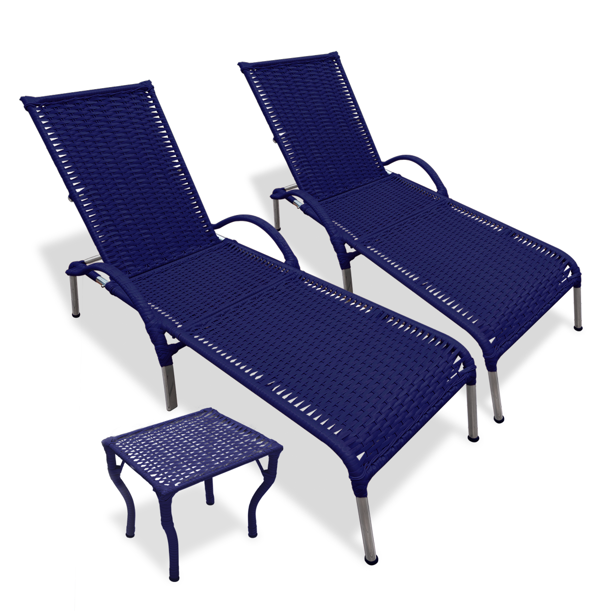 2 Cadeiras Fibra Sintética Regulável P/ Varanda Julia + Mesa Cor:azul - 1