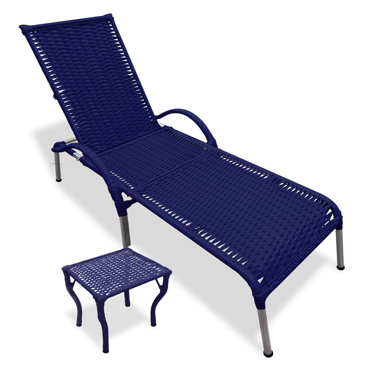 2 Cadeiras Fibra Sintética Regulável P/ Varanda Julia + Mesa Cor:azul - 7