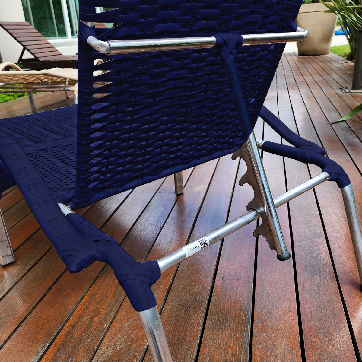 2 Cadeiras Fibra Sintética Regulável P/ Varanda Julia + Mesa Cor:azul - 4