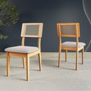Ver imagem 3 de Kit Conjunto Sala de Jantar Mesa Retrô Retangular 180 cm 6 Cadeiras Estofadas MDF Carvalho Rose/Bege