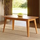 Ver imagem 2 de Kit Conjunto Sala de Jantar Mesa Retrô Retangular 180 cm 6 Cadeiras Estofadas MDF Carvalho Rose/Bege