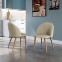 Ver imagem 1 de Kit 2 Cadeiras para Sala de Jantar Escritório Estofada Madeira Maciça Ergonômica Ediane Yescasa Bege/Fendy