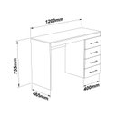 Ver imagem 3 de Escrivaninha Pequena 4 Gavetas 120cm Branco