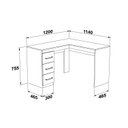Ver imagem 3 de Escrivaninha L com 3 Gavetas 90cm Branco
