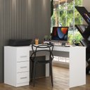 Ver imagem 1 de Escrivaninha L com 3 Gavetas 90cm Branco