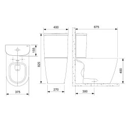 Bacia para Caixa Acoplada Neo N Rimless Onix Incepa - 3