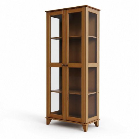 Cristaleira Lux 2 Portas Madeira Maciça Amadeirado Móveis Retrô 81cm