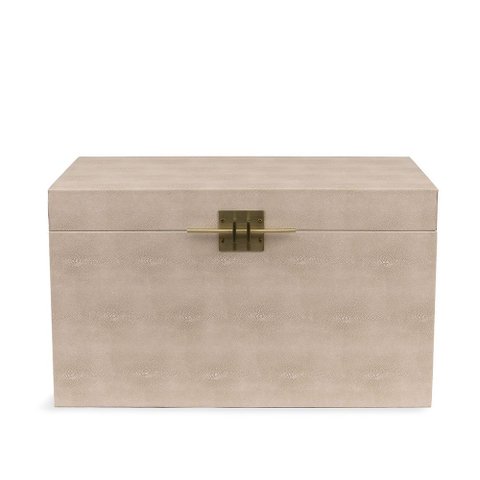 Baú Decorativo em Mdf com Revestimento em Pu Bege 52cm 22591g Mart