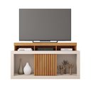 Ver imagem 4 de Rack Tv 55 Pol 136cm Bancada com Rodízio Sala Lyara C01 - D'Rossi Cor Freijó/off White