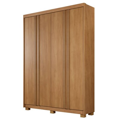 Guarda Roupa Lisboa 4 Portas Ripado 3 Gavetas 8 Prateleiras - Benetil