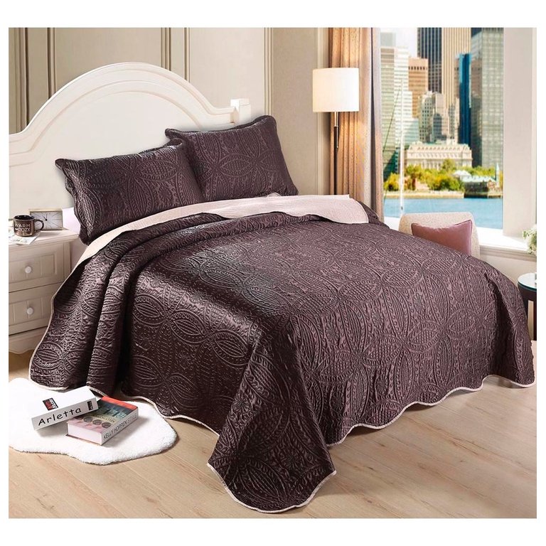 Kit Colcha Cobre Leito Cetim Fashion 3 peças Queen 240x260cm Doa Realce Premium Sultan