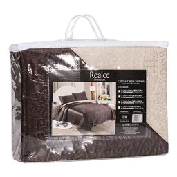 Kit Colcha Cobre Leito Cetim Fashion 3 peças Queen 240x260cm Doa Realce Premium Sultan - 4