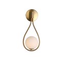 Ver imagem 1 de Arandela Dourada com Globo Branco 40cm 1g9 14608-pl