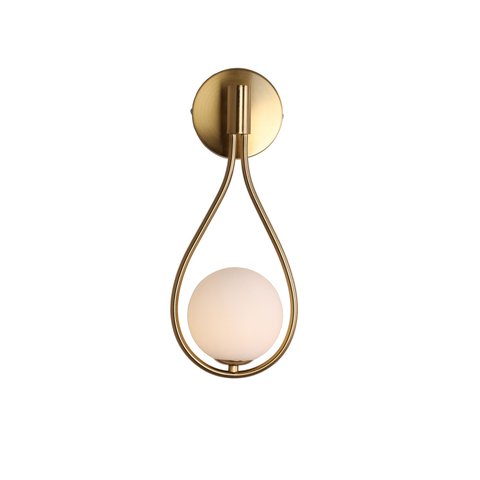 Arandela Dourada com Globo Branco 40cm 1g9 14608-pl