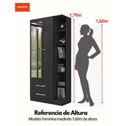 Guarda Roupa Solteiro com Espelho 2 Portas 2 Gavetas Moju  - 5