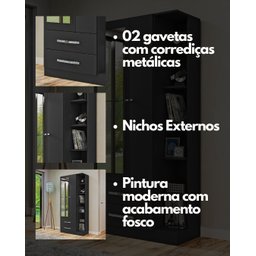 Guarda Roupa Solteiro com Espelho 2 Portas 2 Gavetas Moju  - 6