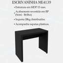 Ver imagem 3 de Escrivaninha Mesa Escritorio Me4139 Preto Tecno Mobili