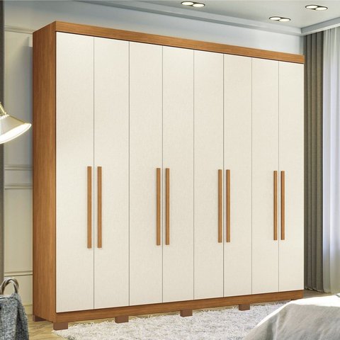 Guarda Roupa Casal 8 Portas 4 Gavetas Master New Cinamomo/Areia
