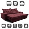 Sofá Retrátil e Reclinável 2,55m Cama inBox Big Fresh com SoftGel D40 Velupluma Vinho - 3