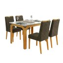 Ver imagem 1 de Conjunto Sala de Jantar Mesa Tampo em Vidro 1,20m Mel 4 Cadeiras Bel