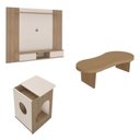 Ver imagem 2 de Conjunto 3 Peças Sala Estar Apoio Pet Mesa de Centro Magnum e Painel Nevada Marrom Carvalho/Off White
