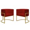 Kit 4 Poltronas Reforçada Decorativa Sala Nayara Base Ferro Dourado Suede Marsala - 3