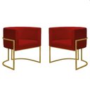 Ver imagem 3 de Kit 4 Poltronas Reforçada Decorativa Sala Nayara Base Ferro Dourado Suede Marsala