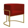 Kit 4 Poltronas Reforçada Decorativa Sala Nayara Base Ferro Dourado Suede Marsala - 4