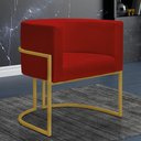 Ver imagem 2 de Kit 4 Poltronas Reforçada Decorativa Sala Nayara Base Ferro Dourado Suede Marsala