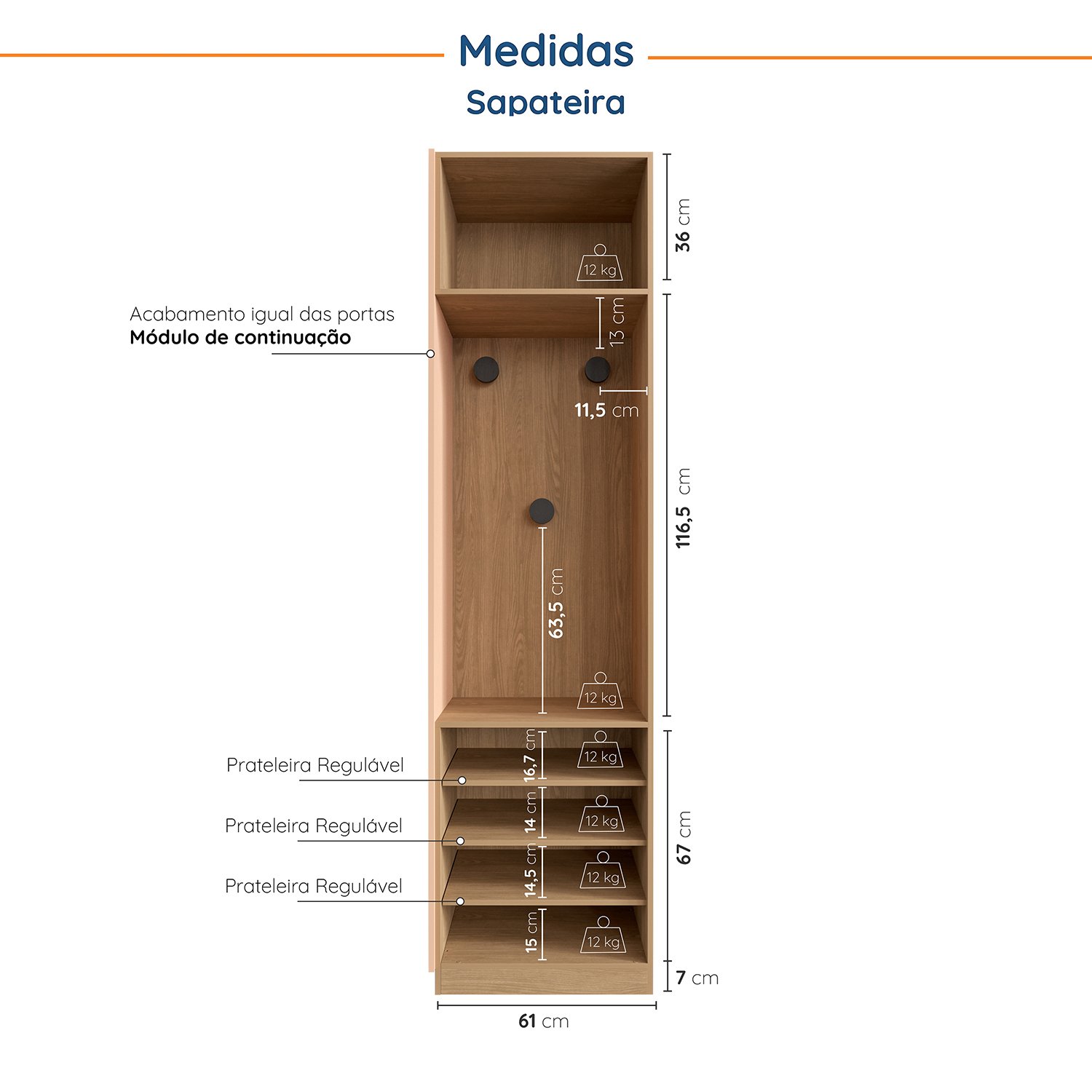 Guarda-Roupa Modulado Joy 2 Peças Nicho com 2 Gavetas e Sapateira Cabecasa Madeiramadeira - 6