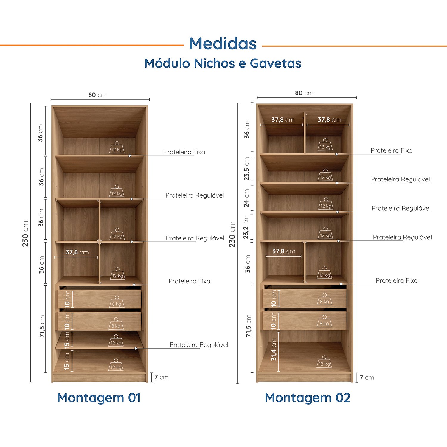 Guarda-Roupa Modulado Joy 2 Peças Nicho com 2 Gavetas e Sapateira Cabecasa Madeiramadeira - 5