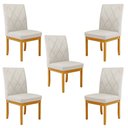 Ver imagem 1 de Kit 5 Cadeiras de Sala de Jantar Estofadas Gomes Madeira Maciça Linho Off White G78 - Gran Belo Cade