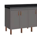 Ver imagem 3 de Armário de Cozinha 194 cm Gabinete com 4 Portas e 3 Gavetas:Cinza/Preto